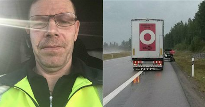Lastbilchaufför stannade mitt i körfältet för att blockera vägen – nu hyllas han som hjälte av barnfamiljen