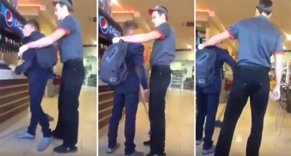 Burger King-anställd slår två skolpojkar och tvingar dem att torka golvet