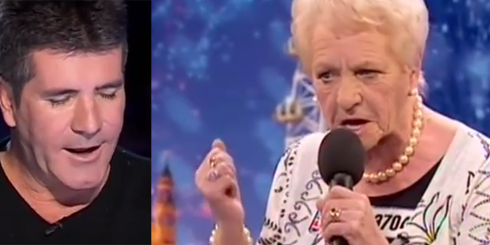 Simon Cowell suckar när 80-årig gammal dag går på scen – då öppnar hon munnen och börjar sjunga