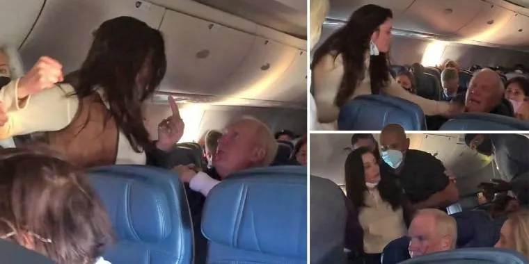Kändis fångad på video: Blir galen och slår en äldre man i ansiktet ombord på flygplan