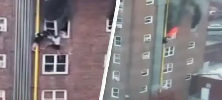Tonåringar undkommer dödsbrand i anmärkningsvärda videos