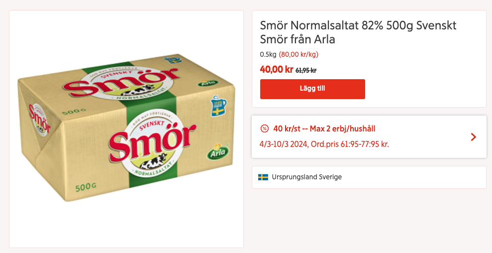 Coop kan slänga sig i väggen: Här får du 500 gram smör för endast 44 ...
